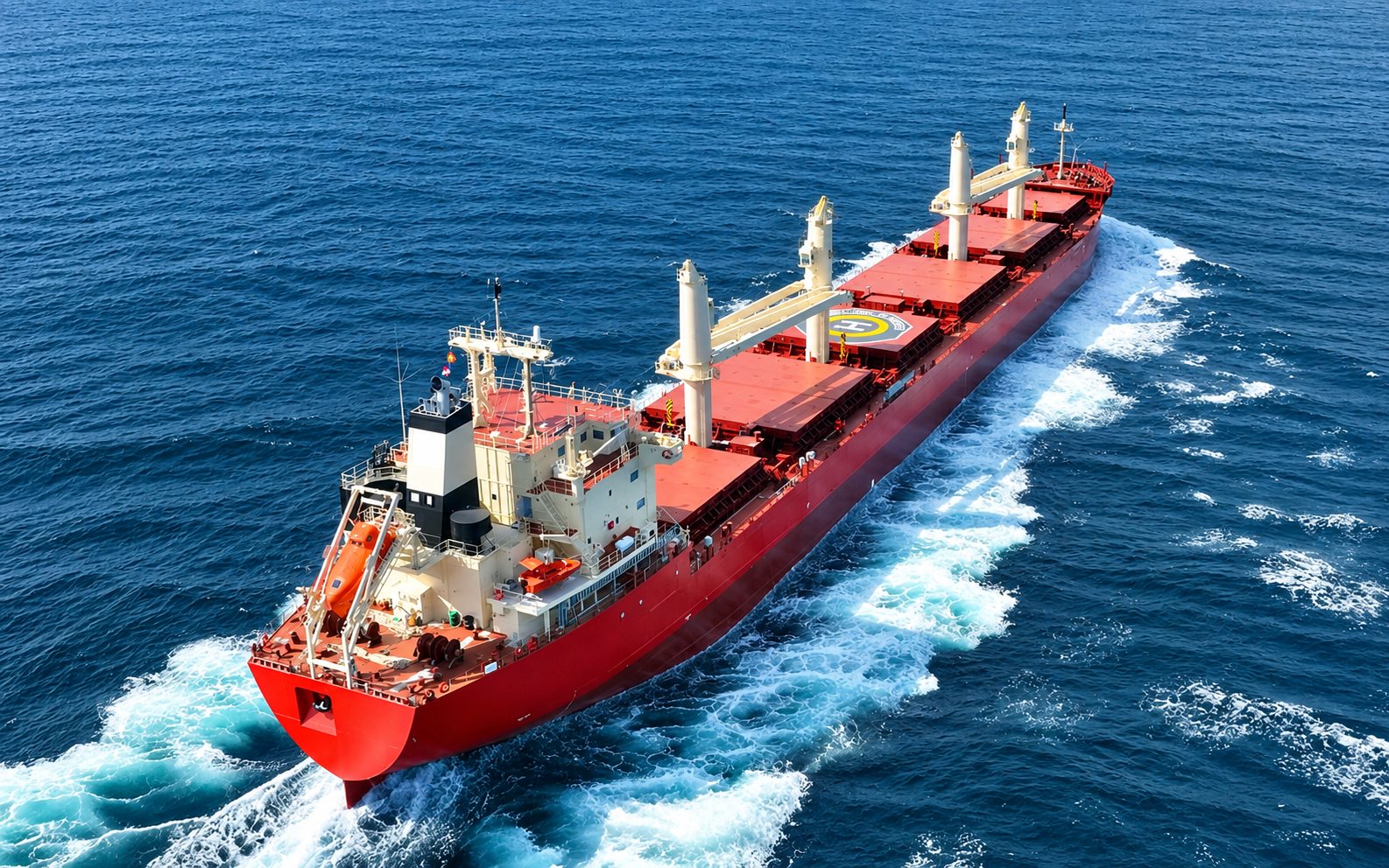 Bulk carrier underway at sea